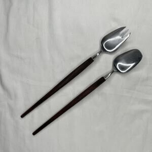 Vintage Rostfrei Salad Serving Set Fork & Spoon wooden handles & stainless steel